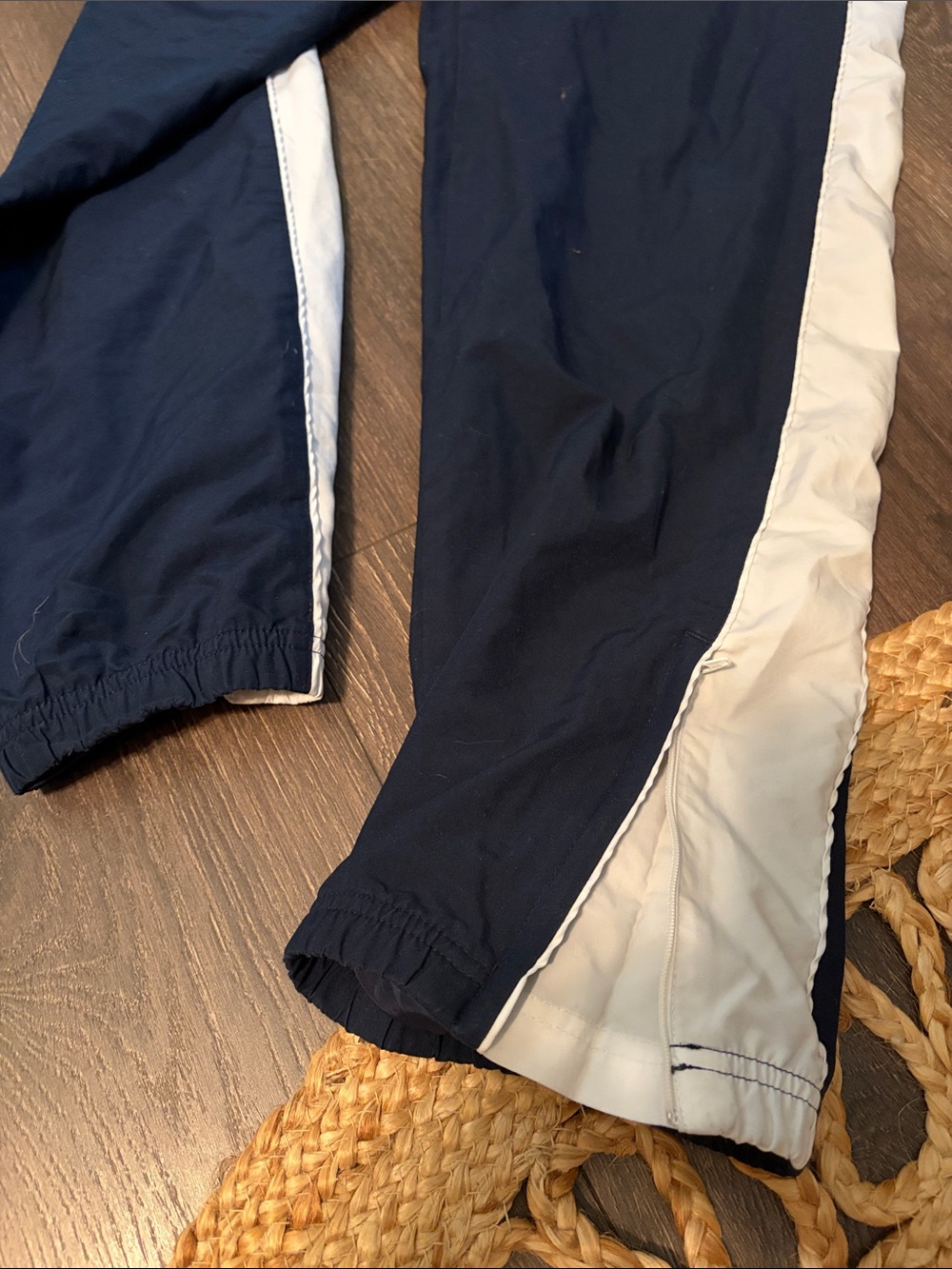 Vintage Nike Navy Track Joggers with White Side Stripes zipper - Picture 2 of 4